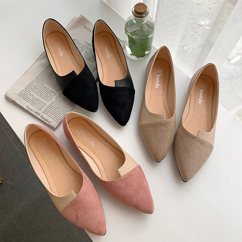 Flat Shoes Women Sweet Flats Shallow Women Boat Shoes Slip On Ladies Loafers Spring Women Pointed Toe Flats 3 Colors