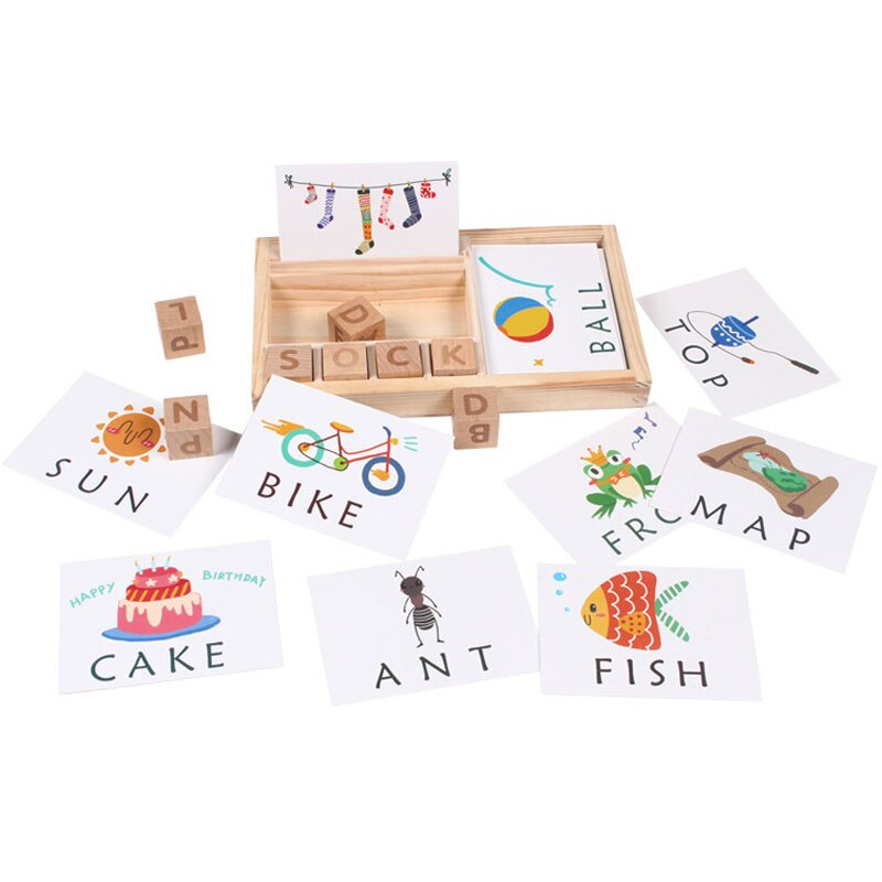 Kids Wooden Matching Letter Game Alphabet Words Spelling Letter Block Toys Educational toy