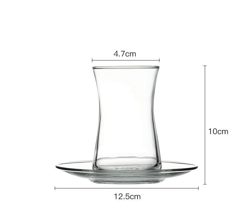 Turkije Zwarte Thee Kop &amp; Schotel Sets Espresso Koffie Lade Kit Hittebestendig Glas Tumbler Reizen Koffiekopje Marokkaanse thee Set: 170ml