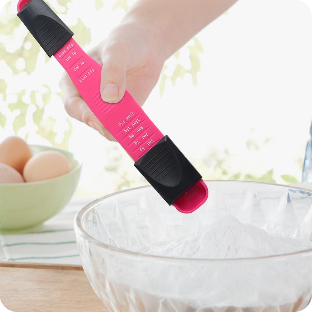 Kitchen Spoon Multi-Scale Adjustable Measuring Plastic Spoons Double-End Anti-Slip For Teaspoon Coffee Sugar Baking Cooking Tool