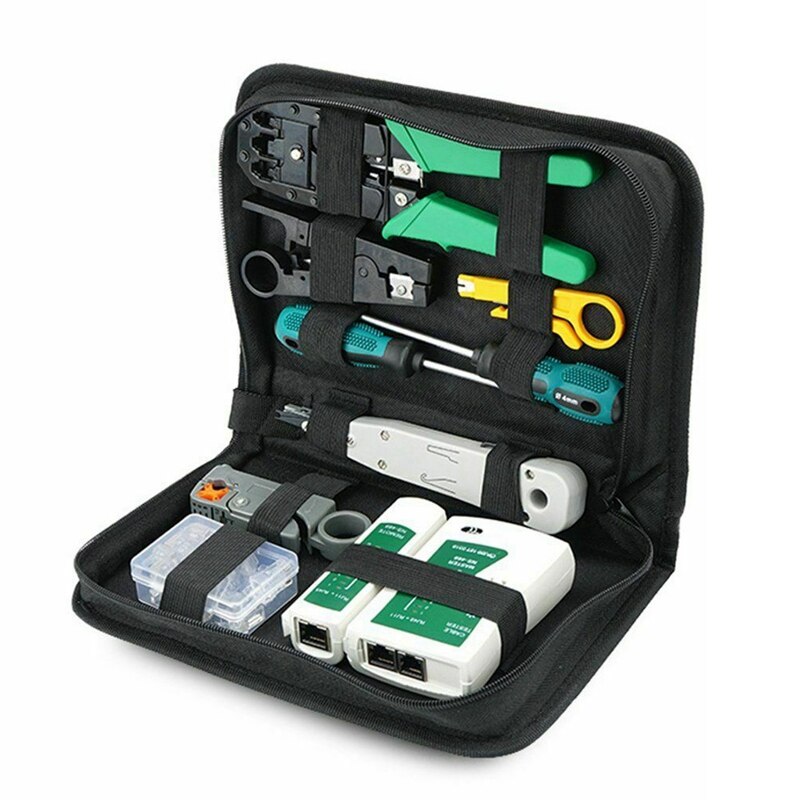 Kit d'outils de réparation de réseau informatique testeur de câble LAN coupe-fil tournevis pince à sertir ensemble d'outils d'entretien sac