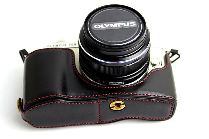 Funda protectora de cuero para OLYMPUS Pen E-PL7 EPL7 E-PL8 EPL8 E-PL9 EPL9: Black