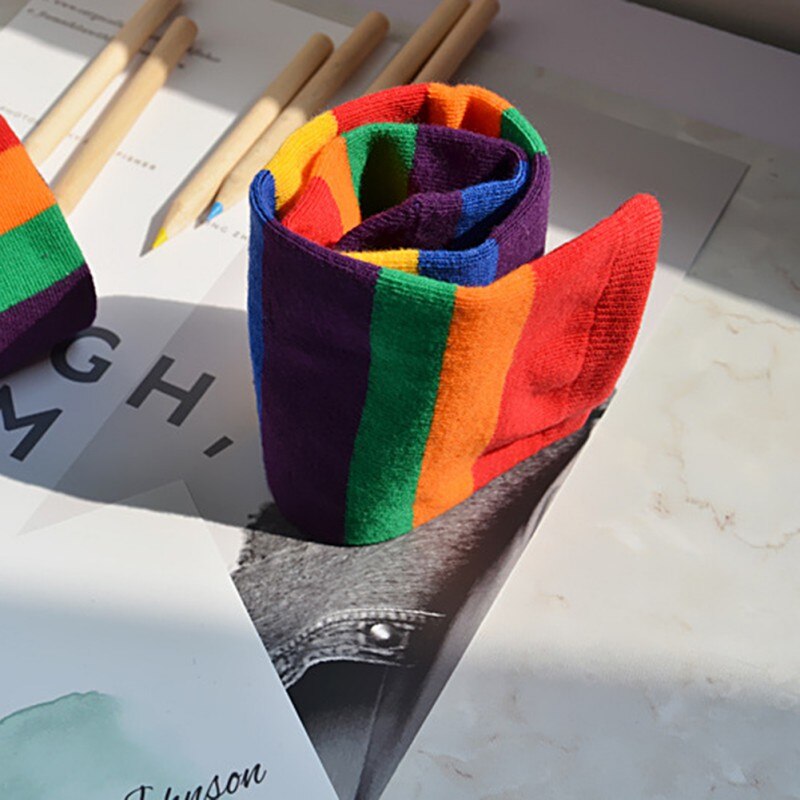 Spring Autumn Baby Girls Warm Socks Rainbow Color Tube Socks Activities Kids Cotton Long Stocking