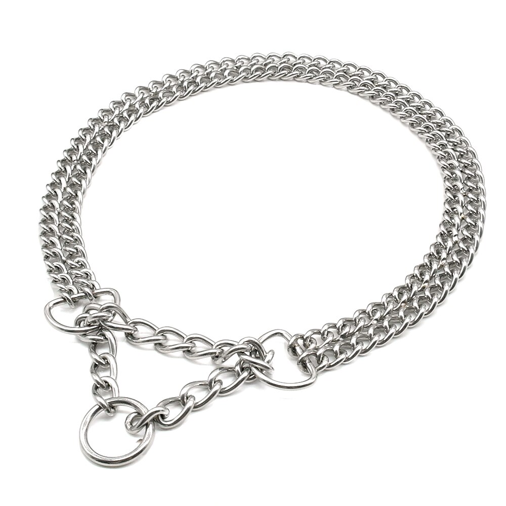 Dog Training Chain Pet Choke Collar Double Row Metal Chain Stainless Steel Slip Collar P Chain for Large Dogs Pitbull: L