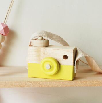 Cámara de madera para niños y bebés, juguete educativo para decoración de fotografía, de cumpleaños, producto , ,: yellow