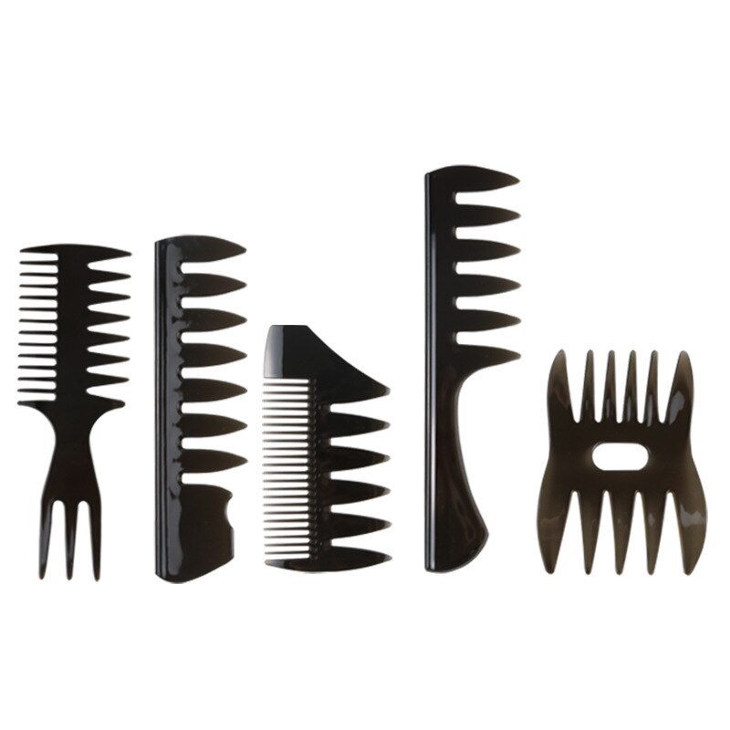 Wide Tooth Hair Comb Beauty Salon Hairdressing Brush for Men Women Double Sided Hairbrush Back Comb Fork Comb Hair Styling Tool: one set black