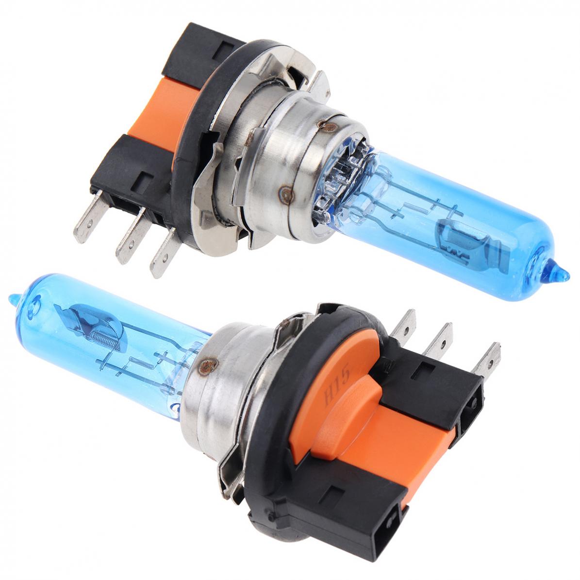 Car Halogen Lamp 2 Pcs 12V H15 15/55W 6000K White Light Super Bright Auto Front Head Lamp Fog Bulb Parking Car Light Source