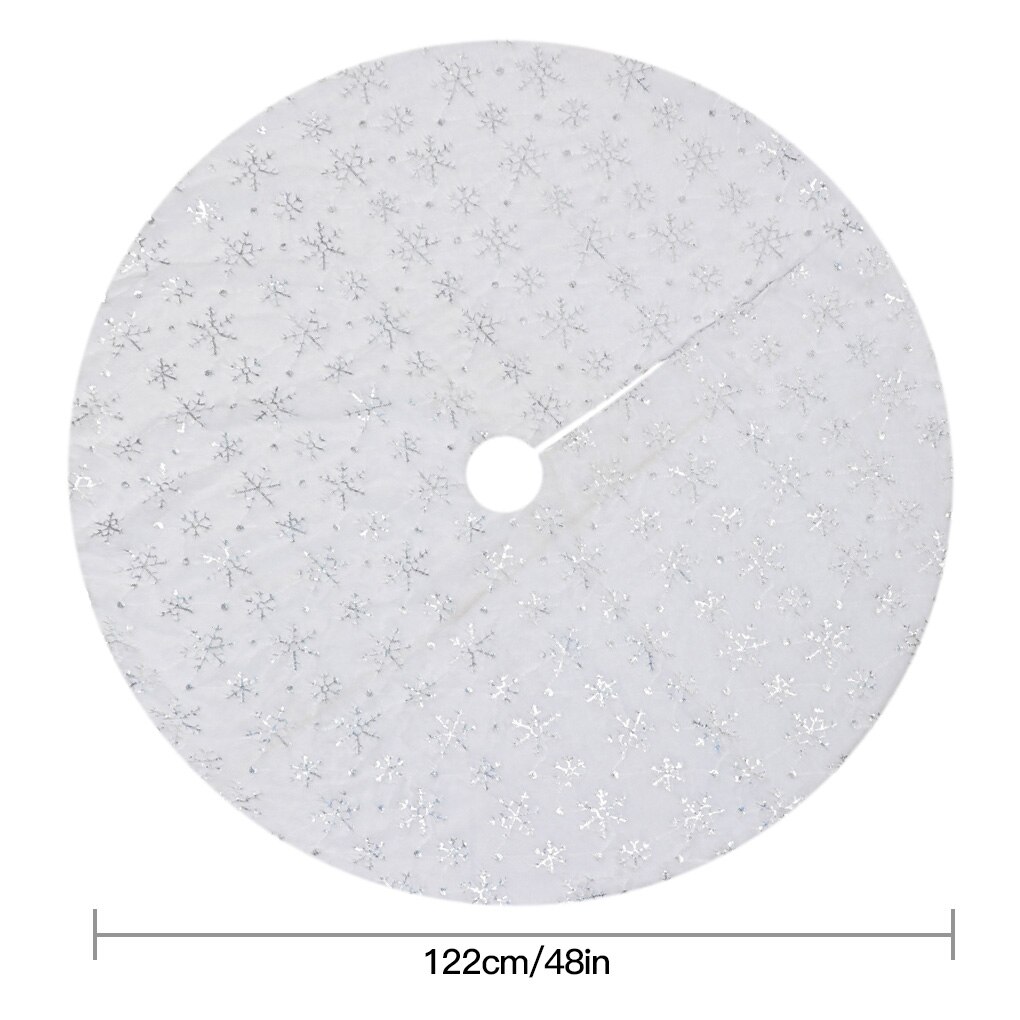 Christmas Tree Skirt Home School Mall Office Christmas Tree Cloth Floor Mat Carpet Decor 90/122cm Christmas decorations: 122cm white