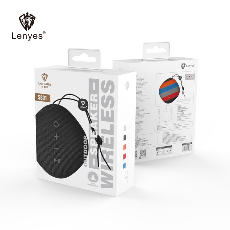 Lenyes Traveller Bluetooth Speakers Outdoor V4.0 Speaker Waterproof IPX6 Portable Wireless 6W Stereo Bass Shower Subwoofer S801