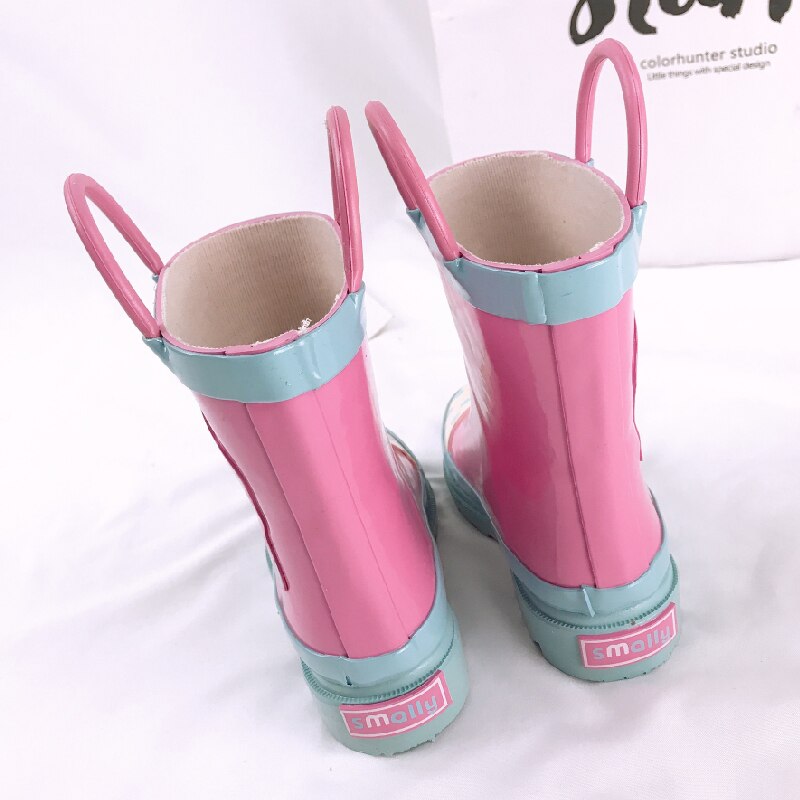 Kidshandle punho-it chuva bota sapato bonito dos desenhos animados da criança do bebê botas à prova dwaterproof água crianças sapatos de borracha crianças tornozelo bota para menina menino