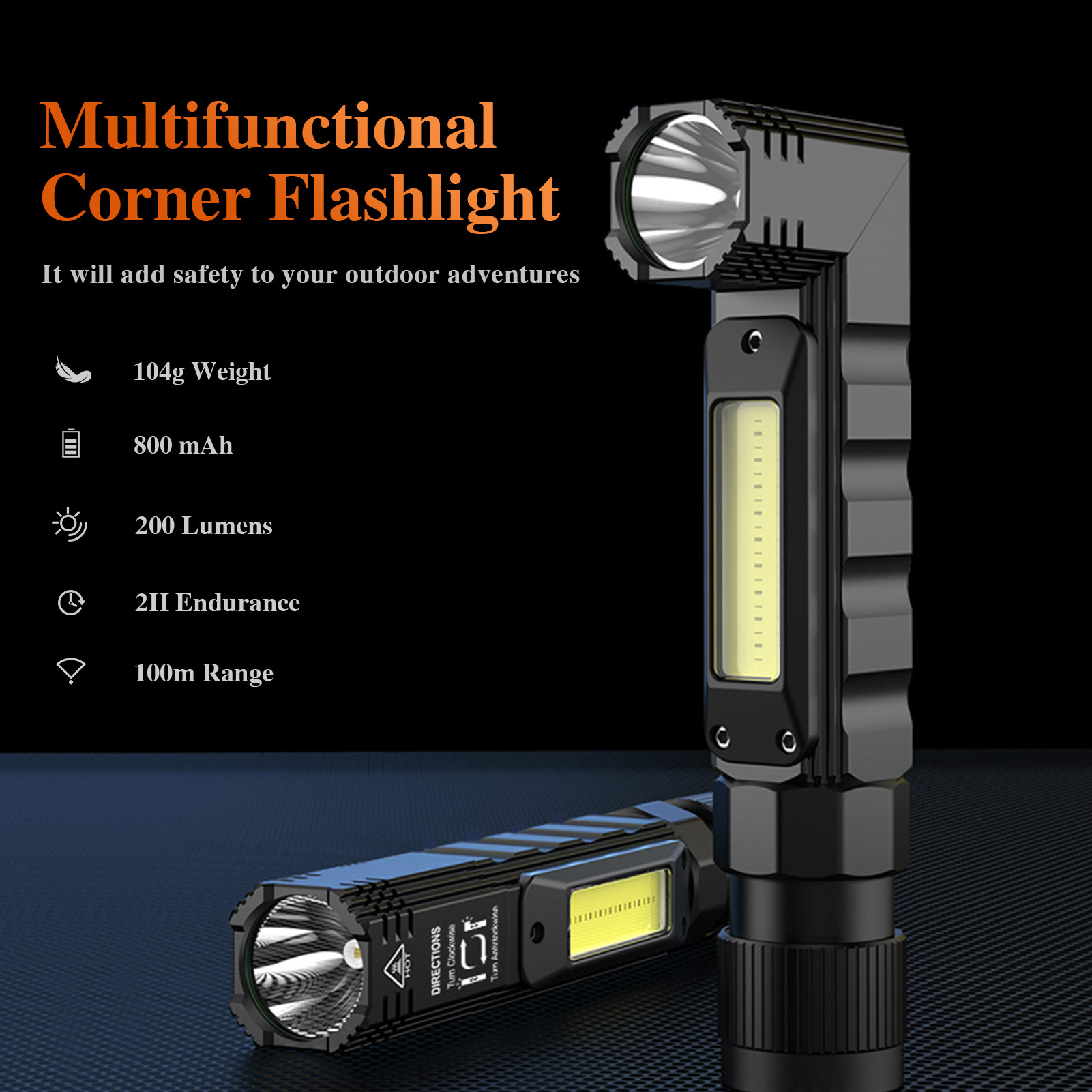 Superfire  g19 ledet+kolbe-hodelykt med magnet 90 ° lommelykt usb-oppladbar frontlykt kraftig lommelykt til camping arbeidslys