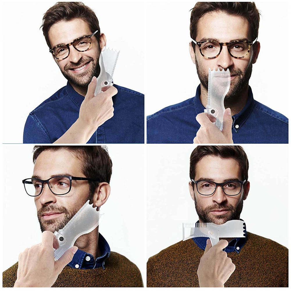 Baard Shaper Kit Verstelbare Baard Stencil Tool Voor Mannen 3 In 1 Baard Gids Vormgeven Styling Tool Roterende Snor Sjabloon Liniaal