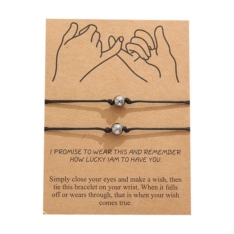 Pinky Promise Distance-Pulseras a juego para mejores amigos, pareja, familia, mujer, hombre, chicas adolescentes con tarjeta: BL4766BK3