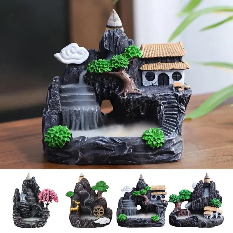 Incense Burner Resin Backflow Incense Smoke Waterfall Incense Holder For Aromatherapy Environment Cleansing Yoga Home Decor
