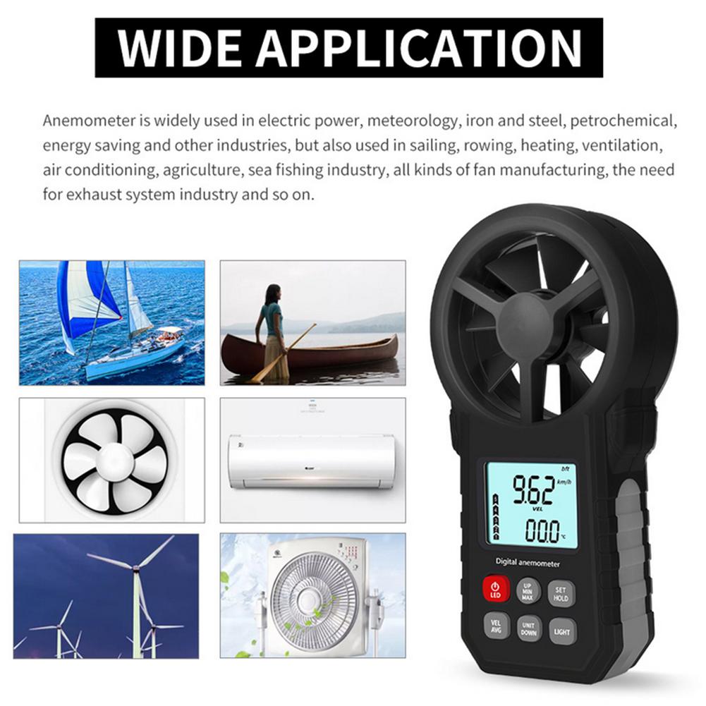Handheld Digital Anemometer Portable Wind Speed Meter Gauges Average Wind Speed Air Volume Measure Tools For Outdoors Fishing