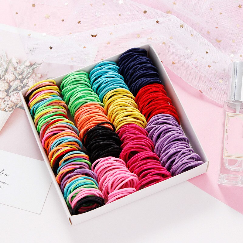 100 Stks/partij Kinderen Haar Touw Haaraccessoires Scrunchy Elastische Haarbanden Meisjes Decoraties Hoofdbanden Rubber Band Gom Voor Haar