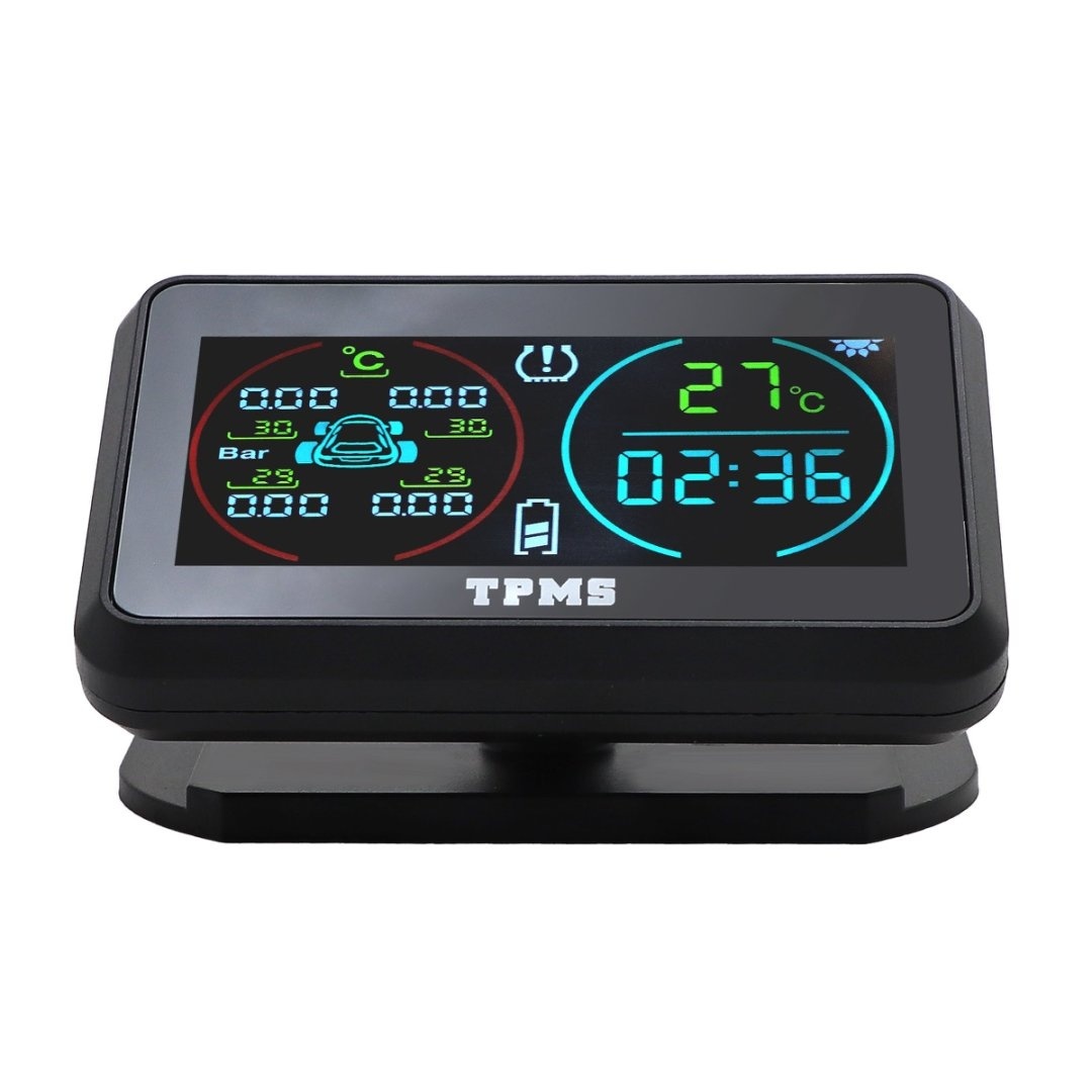 Tire Pressure Monitoring System Solar TPMS Sensors Temperature Warning Car TMPS 4 Wheel External Sensor Automobile Accessories: Red
