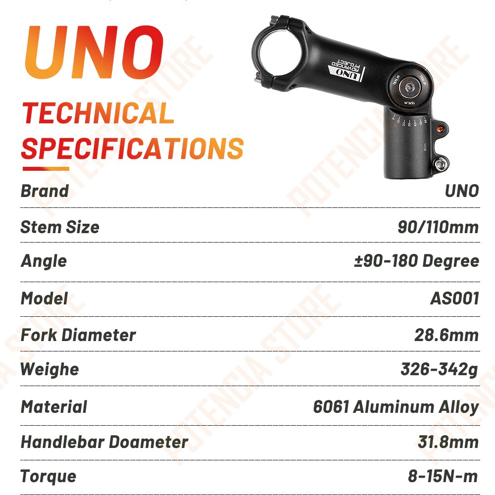 UNO Bicycle Stem Adjustable Angle Handlebar Riser Stem 31.8mm Aluminum Alloy Front Fork Kalloy Stem Mountain Bike MTB Power