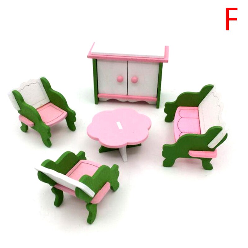 1:12 Dollhouse Miniature Furniture Wooden Bathroom Bedroom Restaurant Set For Dollhouse Decals: F