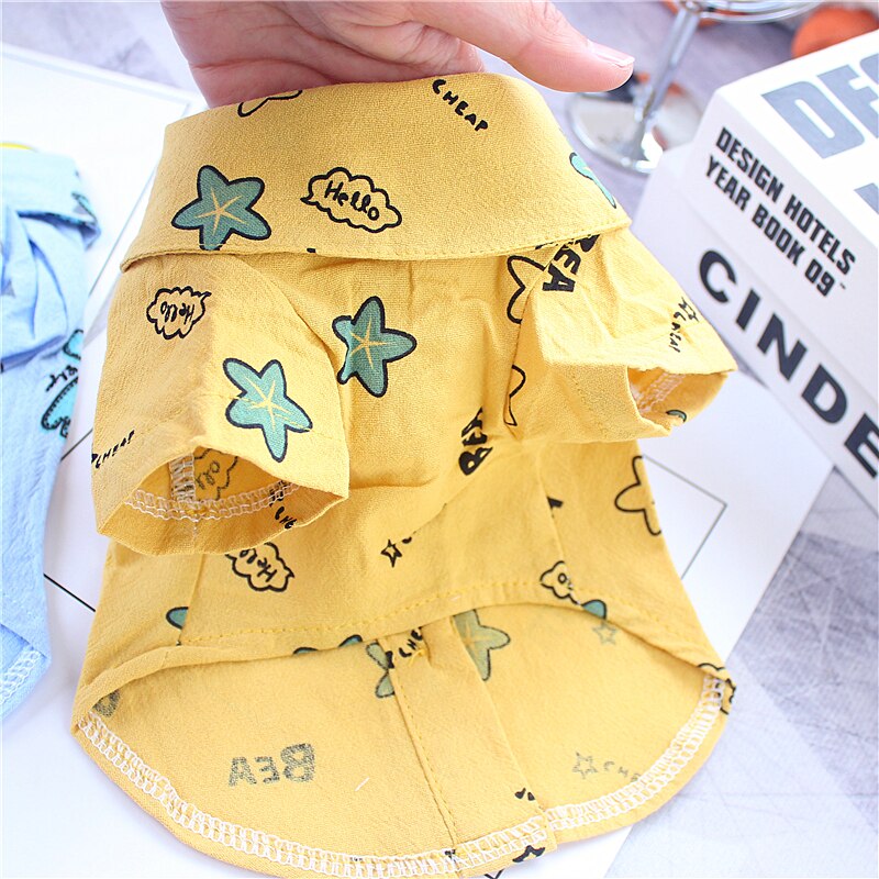 Katoen Beer Print Hond Shirt Voor Pet Geel Wit Katoen Bichon Chihuahua Kleine Puppy Dier Kat Kleding Zomer Jas goederen