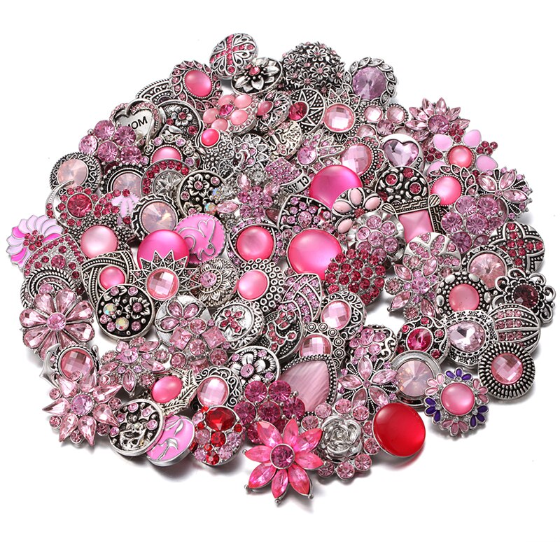 10pcs/lot 18mm Snap Jewelry Mix Many Styles 18mm Metal Snap Buttons Gold Rose Gold Buttons Rhinestone Snaps Jewelry: 8