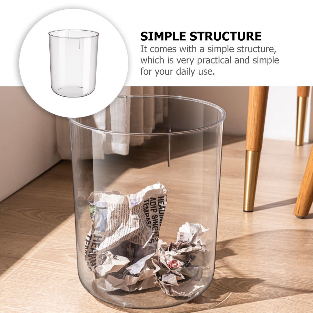 Transparent Rubbish Bin Trash Storage Can Office Rubbish Bin Rubbish Container Garbage Can for Home Office Kitchen