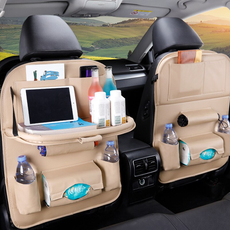 Top Car seat storage bag car seat back bag car styling Multifunction bag child safety seat car steat back bag: Beige A