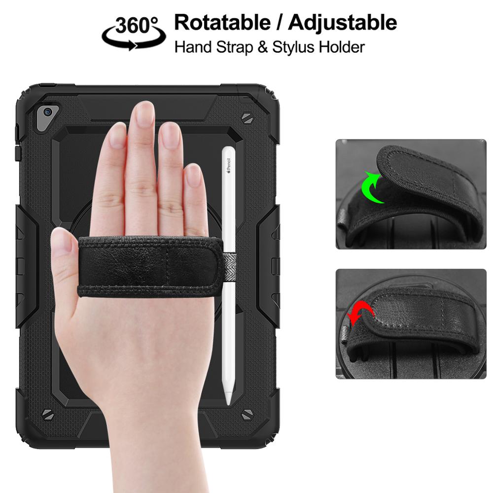Universal, selvom robust taske til ipad air 2 6th 5th gen pro 9.7 tommer håndstrops tasker med stativ og skulderrem