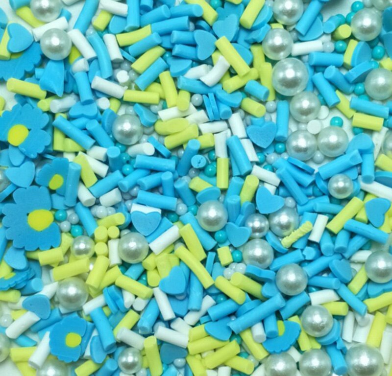 100g polymer ler drys farverige blomster slik til gør-det-selv-håndværk lille sød plastik klei tilbehør scrapbog telefon deco: Blå