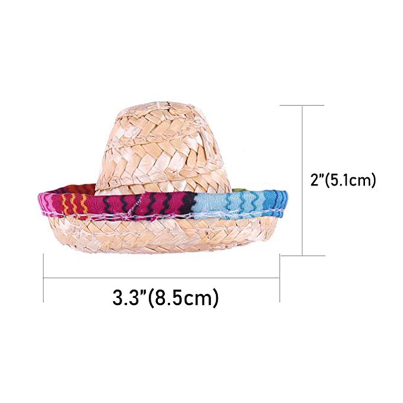 1 Mini sombrero de paja mexicano, sombrero para botella de vino tinto, sombrero tejido Natural, sombrero de paja pequeño para , accesorio para muñeca, suministros para mesa de comedor y