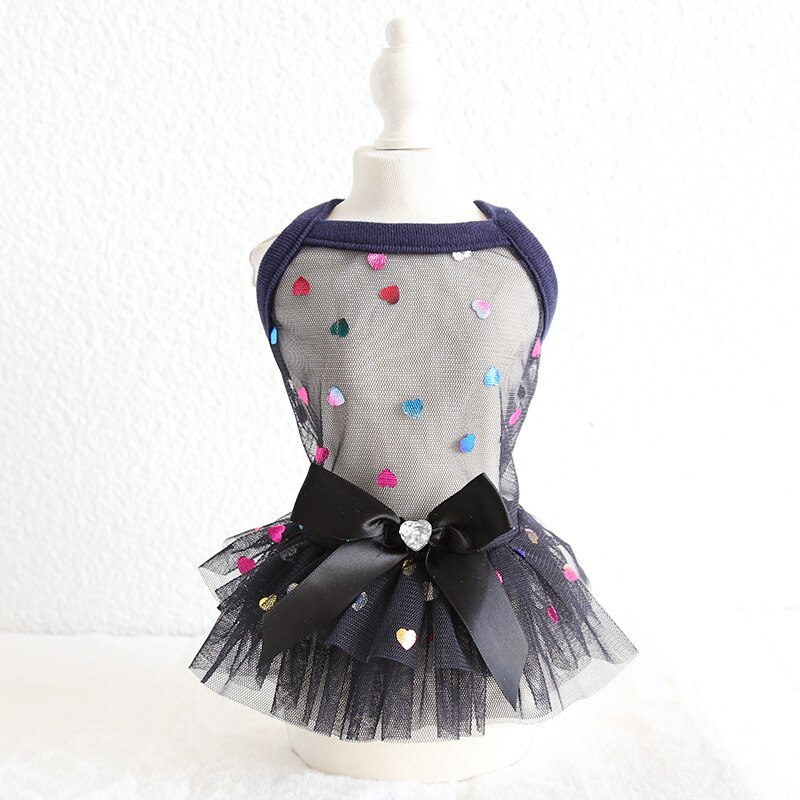 Respirant noir maille chien vêtements York été Bling robes de mariée pour petit Animal de compagnie chiot Animal Chihuahua chat marchandises fournitures: Black Love / XS
