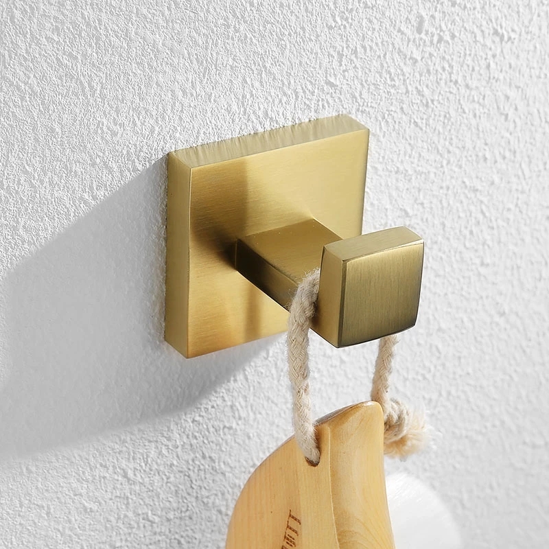 Brushed Gold Bathroom Accessories Hardware Towel Bar Rail Toilet Paper Holder Towel Rack Hook Soap Dish Toilet Brush