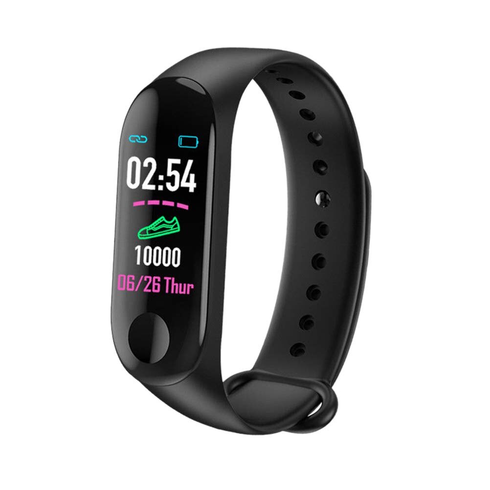 Draagbare sport  m3 fitness tracker horloge smartband waterdichte slimme armband bloeddruk hartslagmeter polsband mannen: Zwart