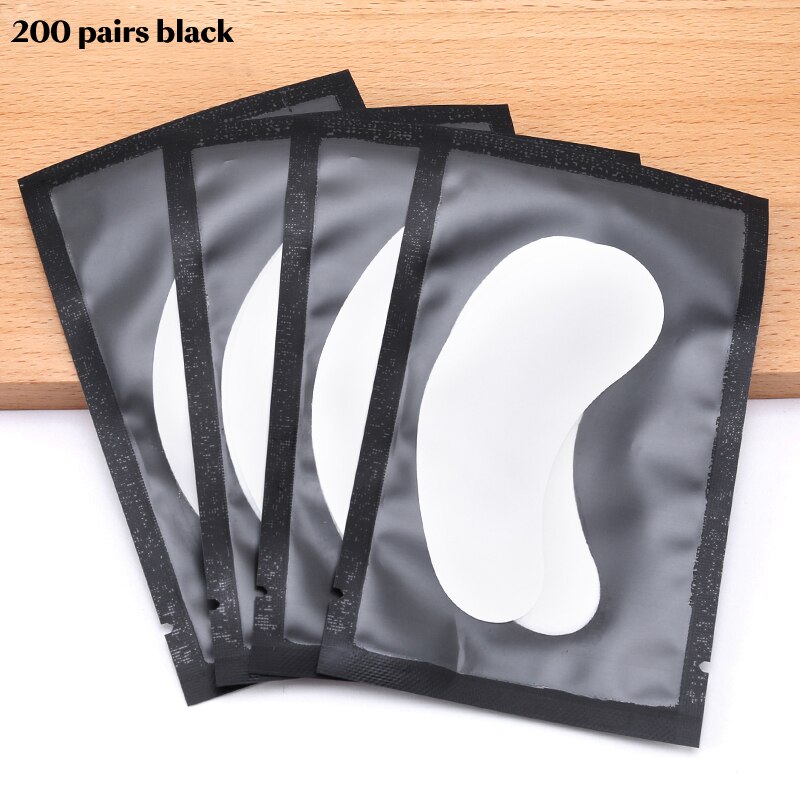 200Pairs Wimper Extension Papier Patches Hydrogel Gel Pads Pluizende Geënt Valse Wimpers Benodigdheden Make Gereedschap: Black regular