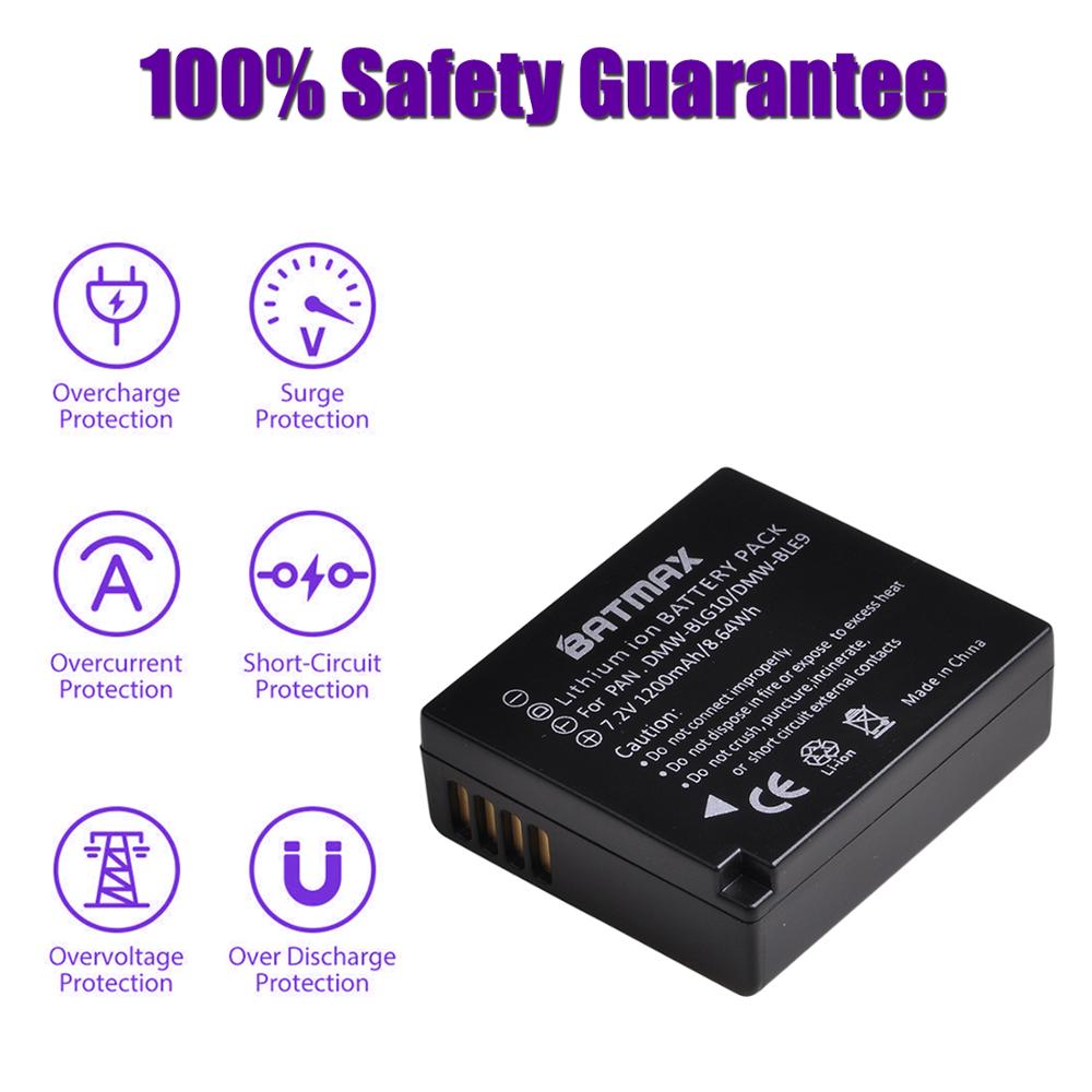 2 batteries DMW-BLG10 DMW BLG10 BLG10e BLE9 + LED avec double chargeur USB intégré pour Panasonic LUMIX GF5 GF6 GX7 LX100 GX80 GX85