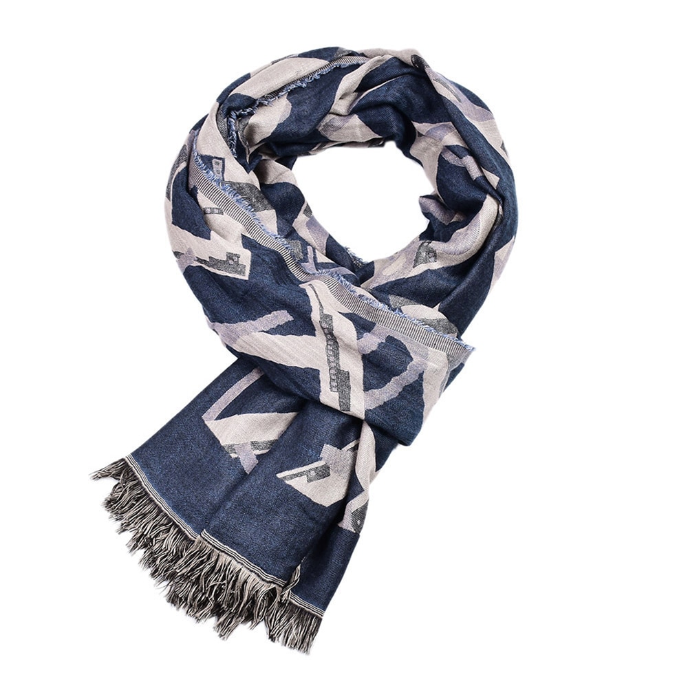 Showersmile herr halsduk brevtryck vinterscarf herr tofs pashmina svart marinröd herrmärke halsdukar