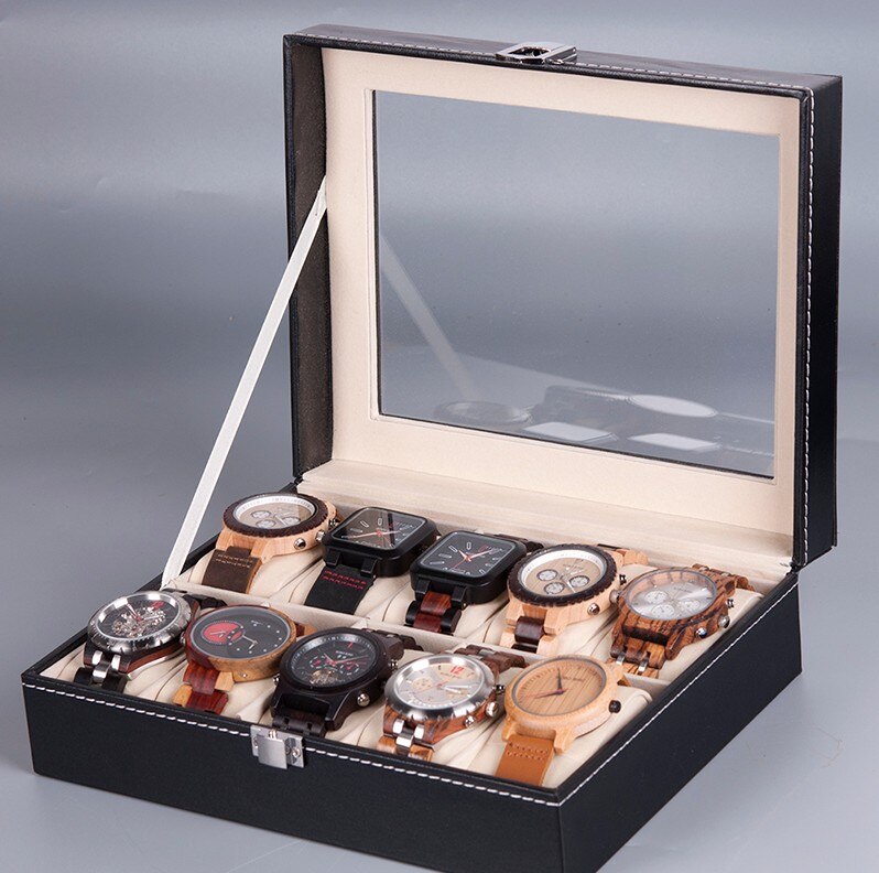 Boîte de rangement Boîte de montre 10 grilles Boîte à montres