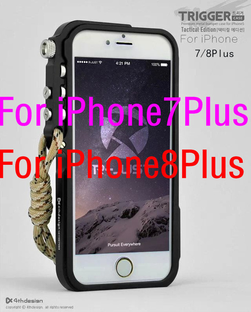De lujo de gatillo de parachoques de Metal funda para iPhone 6x6 S 6 6 S 7 7 Plus 5 5S SE 4 4S de aluminio funda para el iPhone 7 caso: Black for IP 7P 8P