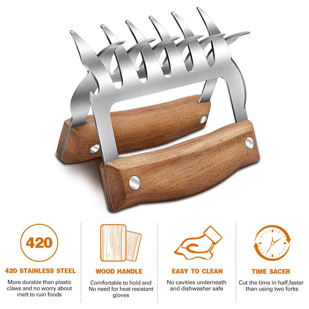 1pc Meat Fork Shredder Claws Stainless Steel BBQ Pulled Pork Meat Clamp Handing Carving Food Grill Accessories Barbecue Tool