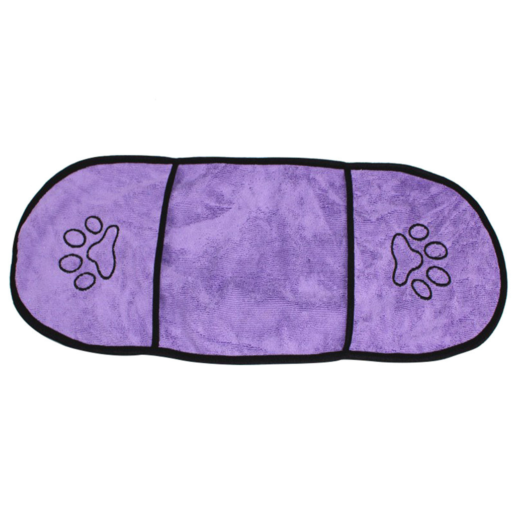 Toalla de perro súper absorbente, Toalla de baño de mascotas, Toalla de microfibra para secado de perros con dos bolsillos para perros pequeños, medianos y grandes: Purple