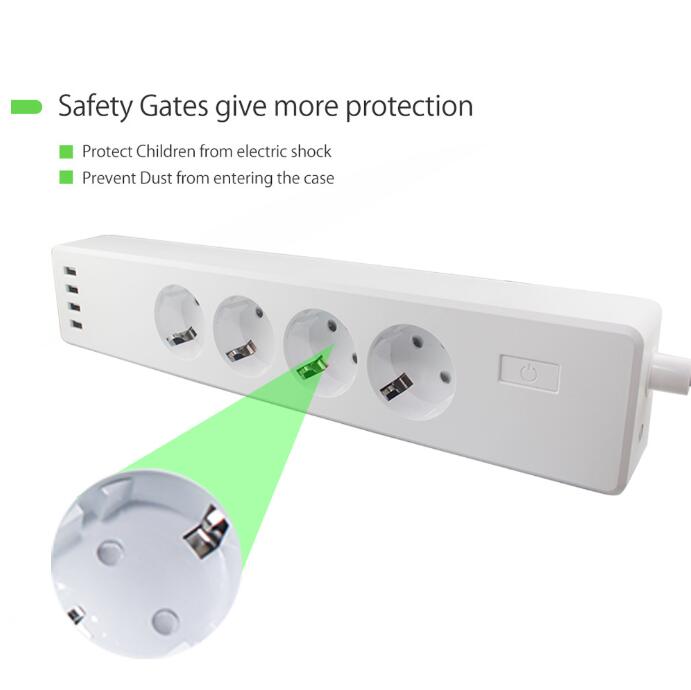 Smart Wifi Power Strip Eu Uitschuifbare Socket Met 4 Plug En 4 Usb Socket Poort Compatibel Met Alexa En Google nest