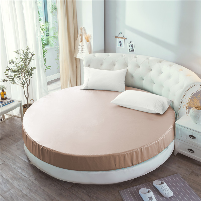 Elastische Ausgestattet Blatt Weichen Seidige Satin- Bettwäsche Einfarbig Bettdecke Matratze Abdeckung für Königin Runde Betten 220x220 230x230 Cm: Königin / Lila