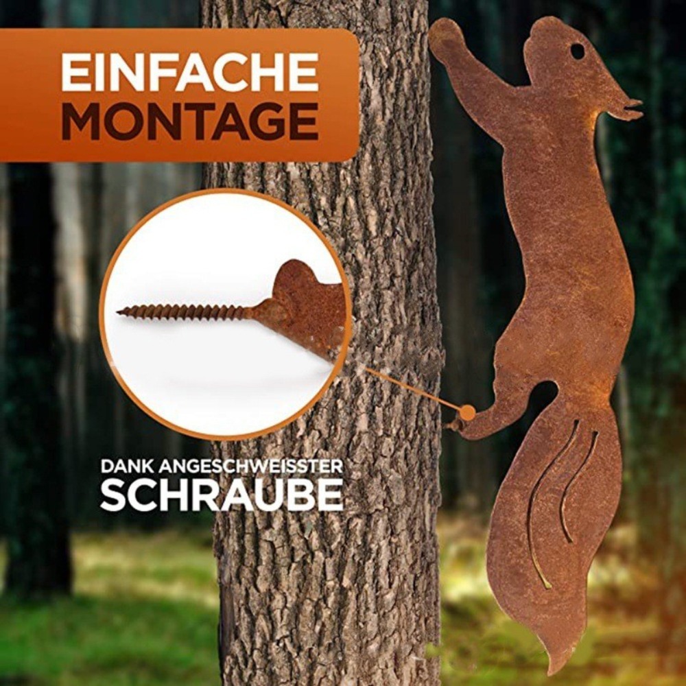 Fer forgé en métal rétro rouillé pour fabriquer des vieux écureuils insérés dans le jardin de la cour, décoration de Silhouette dansante enfichable