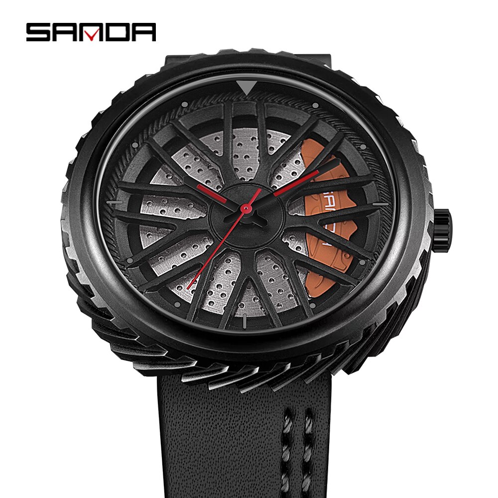 Relojes para hombre, Casual, estilo de rueda de coche, relojes de pulsera creativos para hombre, esfera de rueda de carreras 3D, reloj de cuarzo para hombre, reloj Masculino