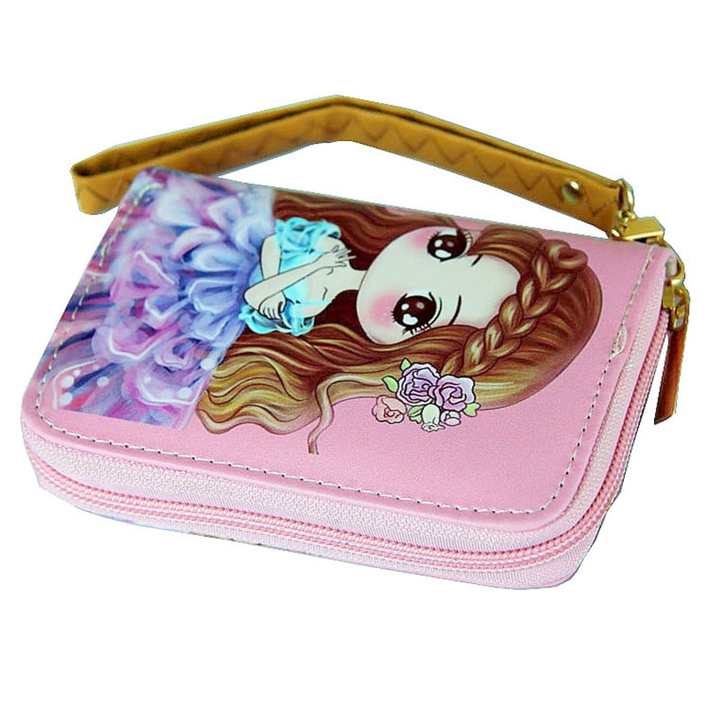 Cute Short Wallet Girl Korean Girl Purse Soft Surface PU Leather Cartoon Portable Wallet for Girls Small Coin Purse