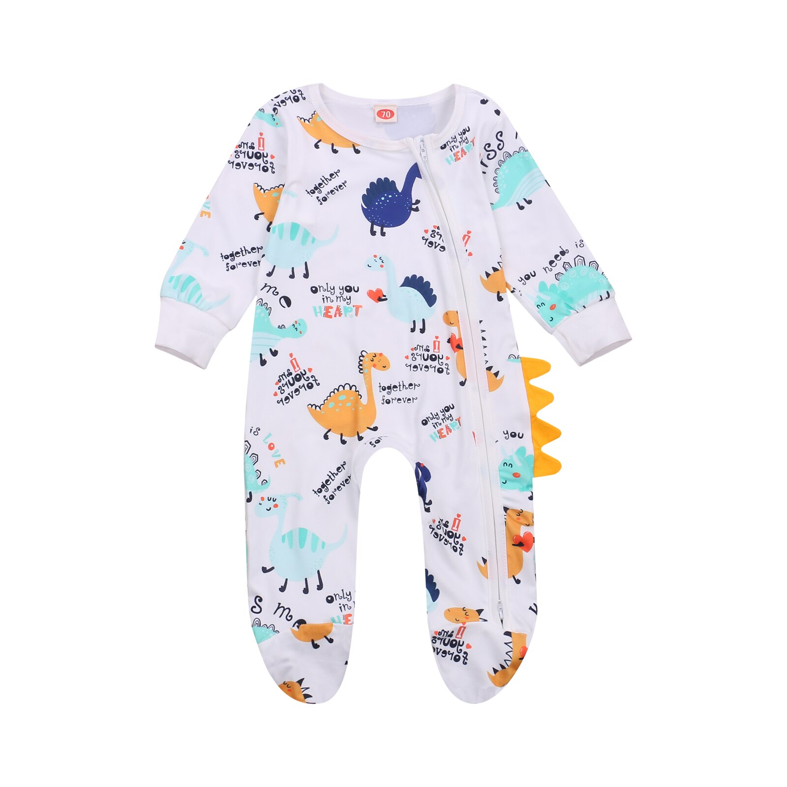 Pudcoco Herbst Winter 0-12M Kleinkind Baby Junge Mädchen Dinosaurier Druck Langarm Footie Reißverschluss Bein Schmücken Gesamt