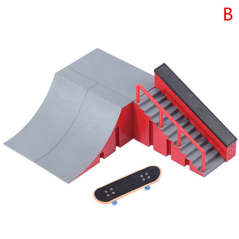 Finger Skate Park Kit Ramp Parts with 1 Finger Skateboard Mini Scooter Toys finger skateboard suit: B