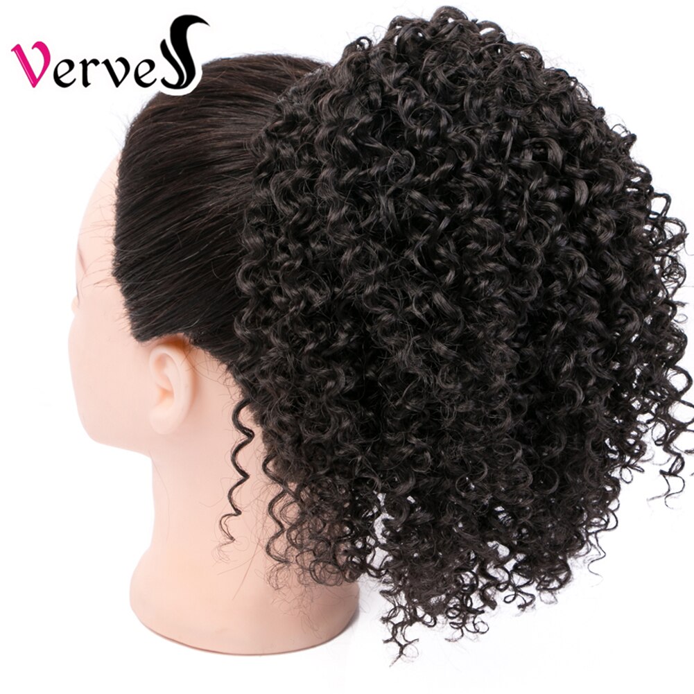 VERVES Lockige Pferdeschwanz Haarteil Mit Gummi 10&#39;&#39; häkeln geflecht Band haar Chignon Synthetische Pferdeschwanz Haar Verlängerung mit Clip-in