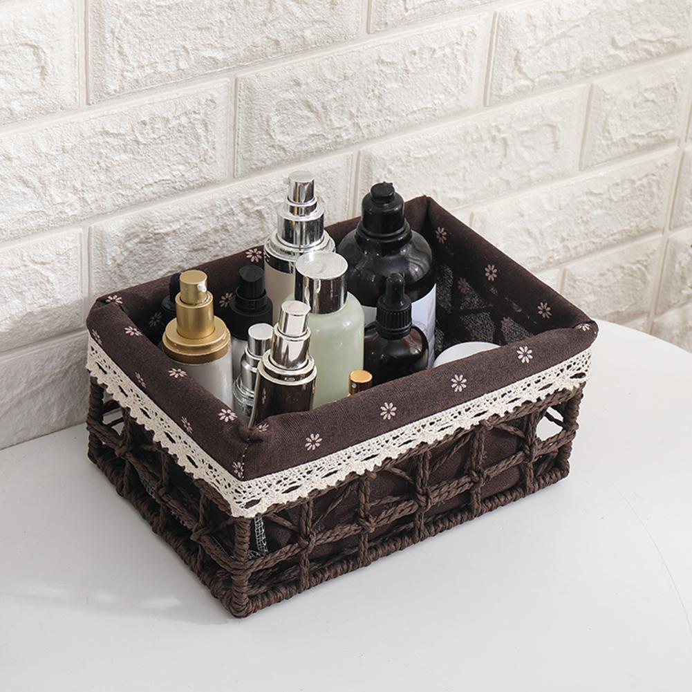 3 uds. Cesta de almacenamiento de mimbre cesta de almacenamiento a prueba de polvo diversos organizador de Juguetes Para el cuarto de baño cestas de organizador hechas a mano