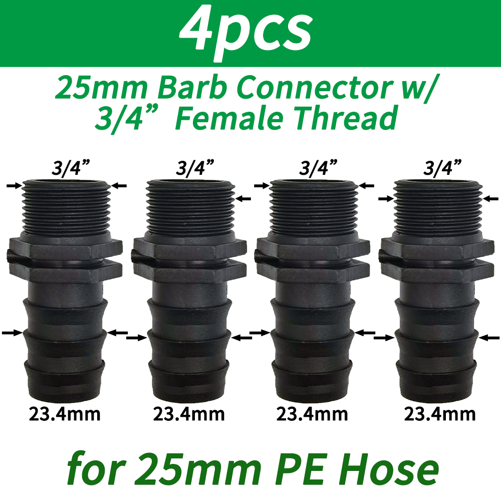 1/2" 3/4" Male Female Thread Connector To Barb 16mm 20mm 25mm PE Hose Adapter Tee Elbow Garden Irrigation Drip Watering System: black
